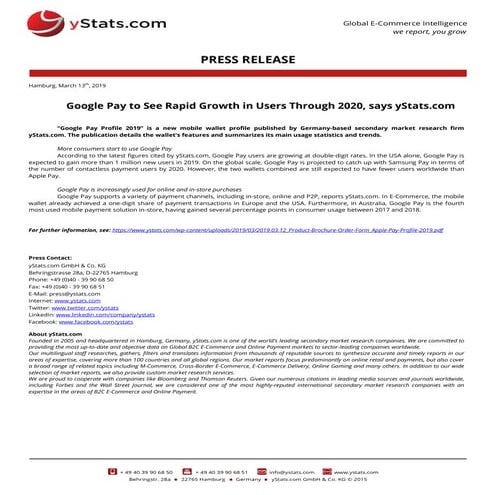 Product Brochure: Google Pay Profile 2019 | PDF