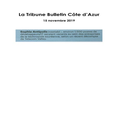 Revue de presse Telecom Valley - Novembre 2019