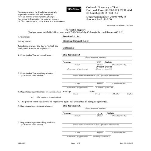 2019 Annual Report General Extract LLC