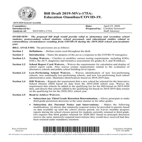 House education working group omnibus overview