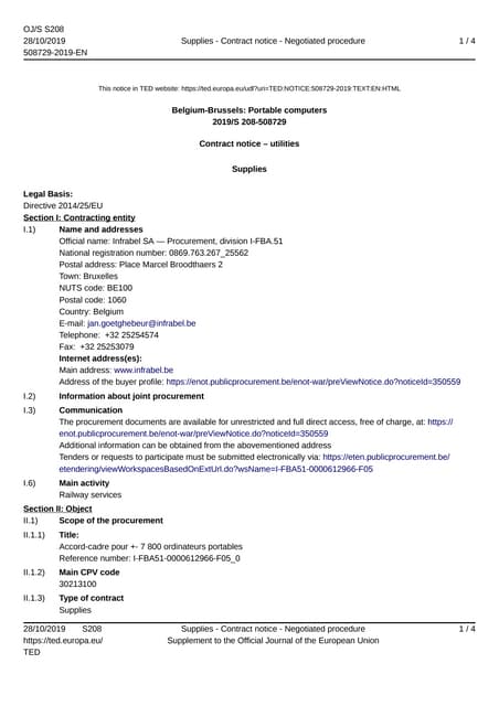 Infrabel op zoek naar 7.800 draagbare computers