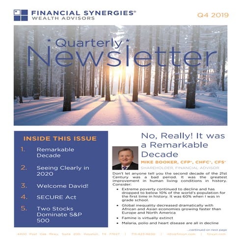 Financial Synergies | Q4 2019 Newsletter