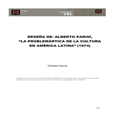 2019   reseña de -la problemática de la cultura en américa latina- de alberto...