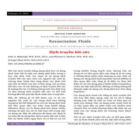 Dịch truyền hồi sức Resuscitation Fluids