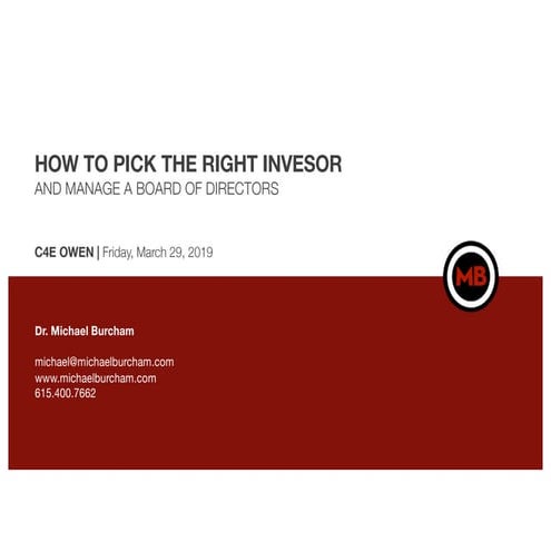 How to Pick the Right Investor