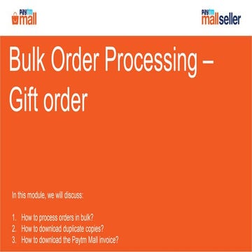 Order processing in bulk- LMD | PDF