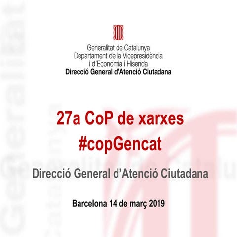 27a CoP de xarxes socials de la Generalitat de Catalunya