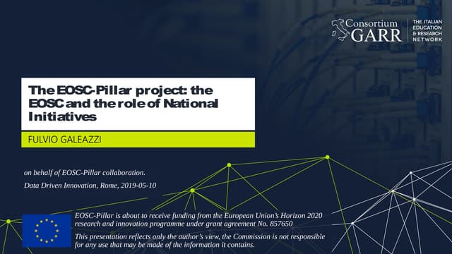 Progetto EOSC-Pillar (Fulvio Galeazzi, GARR)