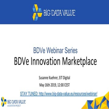 BDV Marketplace essentials - BDVe Innovation Marketplace