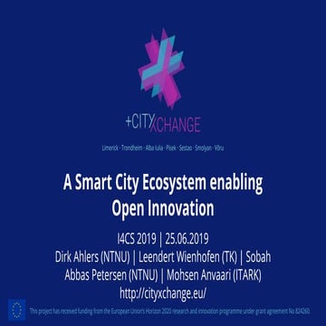  A Smart City Ecosystem enabling Open Innovation - I4CS2019