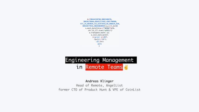 Engineering Management in Remote teams
