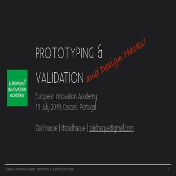 EIA2019Portugal - Paper Prototyping, Solution Validation & Design Hacks - Zai...