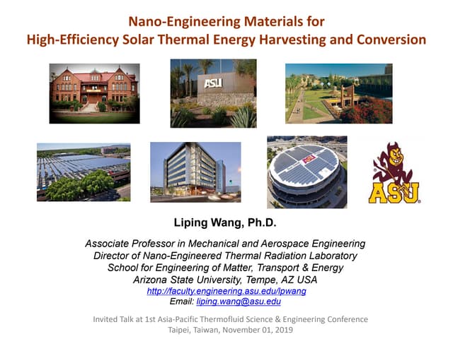 20191101 Wang Invited Talk at APTSE (Thermal Energy Harvesting and Conversion)
