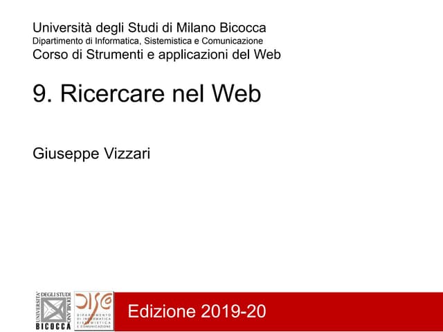 9 - Ricercare nel Web