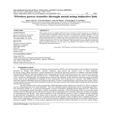 Wireless power transfer through metal using inductive link