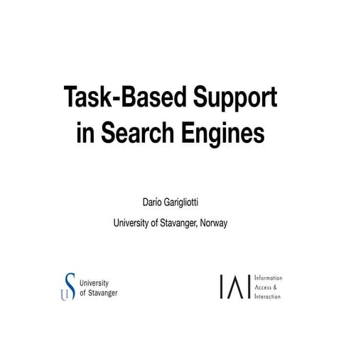 Task-Based Support in Search Engines