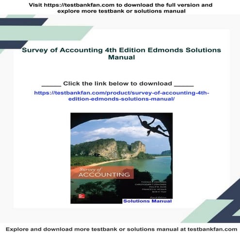 Survey of Accounting 4th Edition Edmonds Solutions Manual | PDF