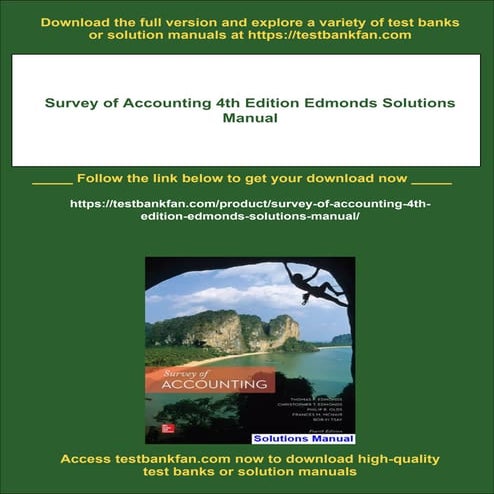 Survey of Accounting 4th Edition Edmonds Solutions Manual | PDF
