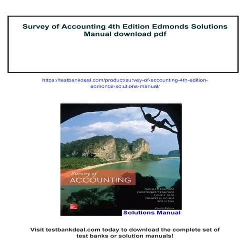 Survey of Accounting 4th Edition Edmonds Solutions Manual
