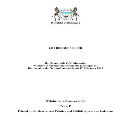 Botswana's 2019 budget speech