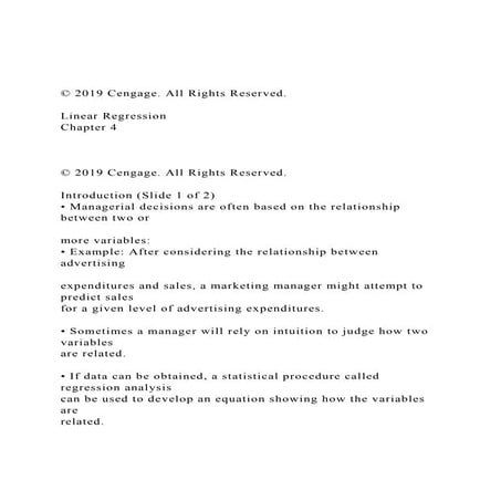 © 2019 Cengage. All Rights Reserved.  Linear RegressionC.docx