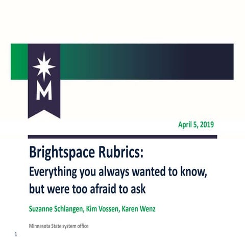 Brightspace Rubrics: Everything you Always Wanted to Know - April 2019