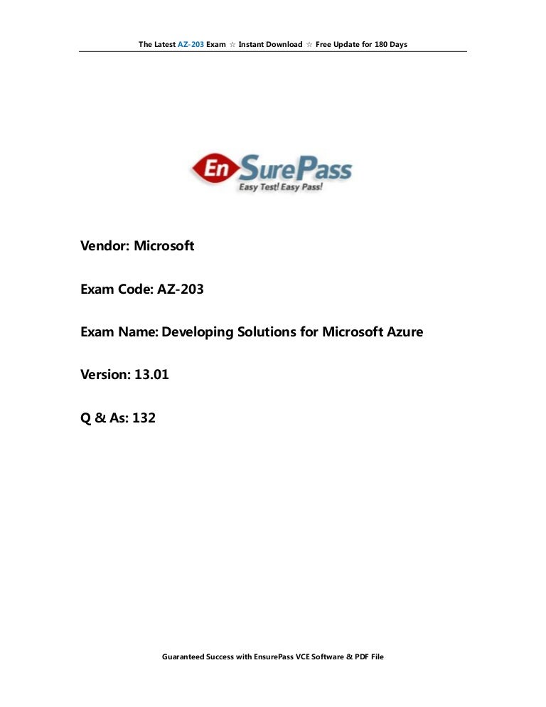 19 Ensurepass Az 3 Exam Dumps Pdf Vce Practice Test Questions