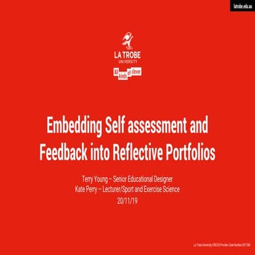 Embedding Self assessment and Feedback into Reflective Portfolios Terry Young