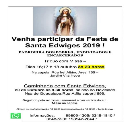 2019 festa de santa edwiges 2019