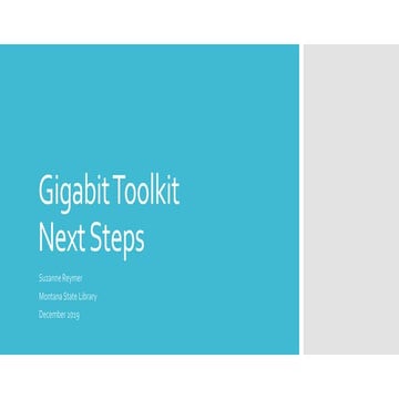 Gigabit Toolkit Next Steps