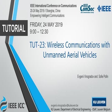 ICC TUT: Wireless Communications with Unmanned Aerial Vehicles