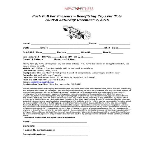 2019 Push / Pull for Presents Benefiting Toys for Tots