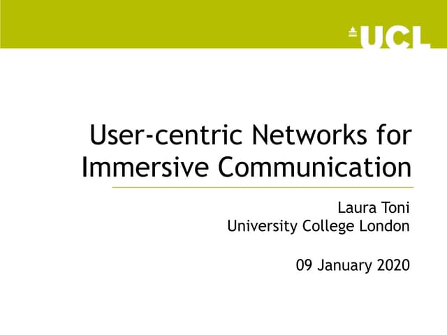 User-centric Networks for Immersive Communication