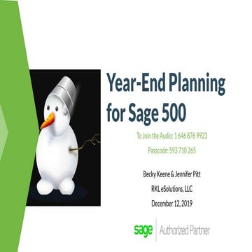 Sage 500 ERP Year-end Planning 2019