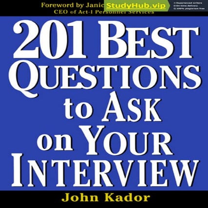 201 BEST QUESTIONS TO ASK ON YOUR INTERVIEW | PDF