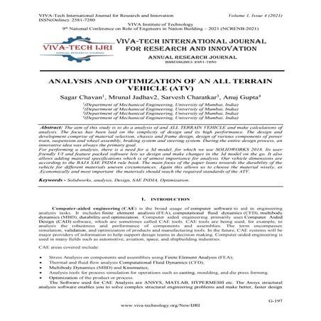 ANALYSIS AND OPTIMIZATION OF AN ALL TERRAIN  VEHICLE (ATV)
