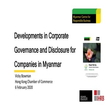 Developments in Corporate Governance and Disclosure for Companies in Myanmar