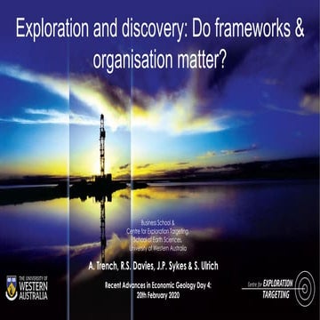 Exploration and discovery: Do frameworks and organisation matter?