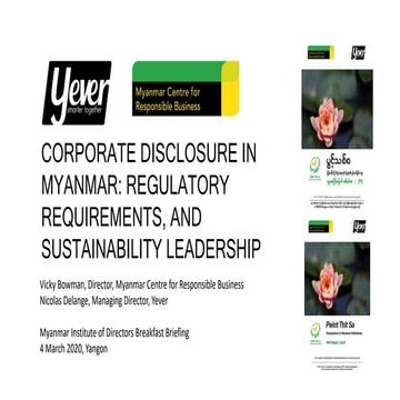 Corporate Disclosure in Myanmar – Regulatory Requirements and Sustainability ...