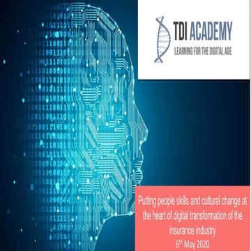 Webinar for May 2020 - Putting people skills and cultural change at the heart...