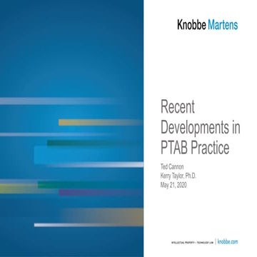 Recent Developments in PTAB Practice