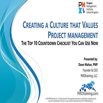 Creating a Culture that Values Project Management:  The Top 10 Countdown Chec...