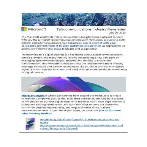 Microsoft Telecommunications Industry News | July 2020