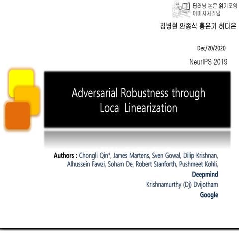  adversarial robustness through local linearization