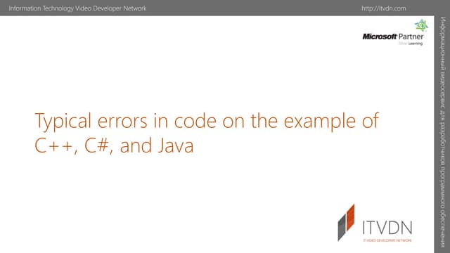 Typical errors in code on the example of C++, C#, and Java
