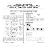 Navodaya Question Class 6th Previous Papers with Answer Solutions from Old Exam