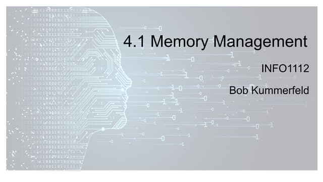 Lecture notes for Memory, Scheduler, Boot Sequence