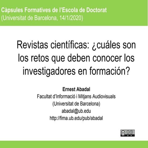 Revistas científicas: retos para doctorandos