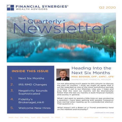 Financial Synergies | Q2 2020 Newsletter