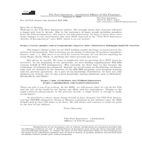 New year & decade greetings from VIA Next Innovators